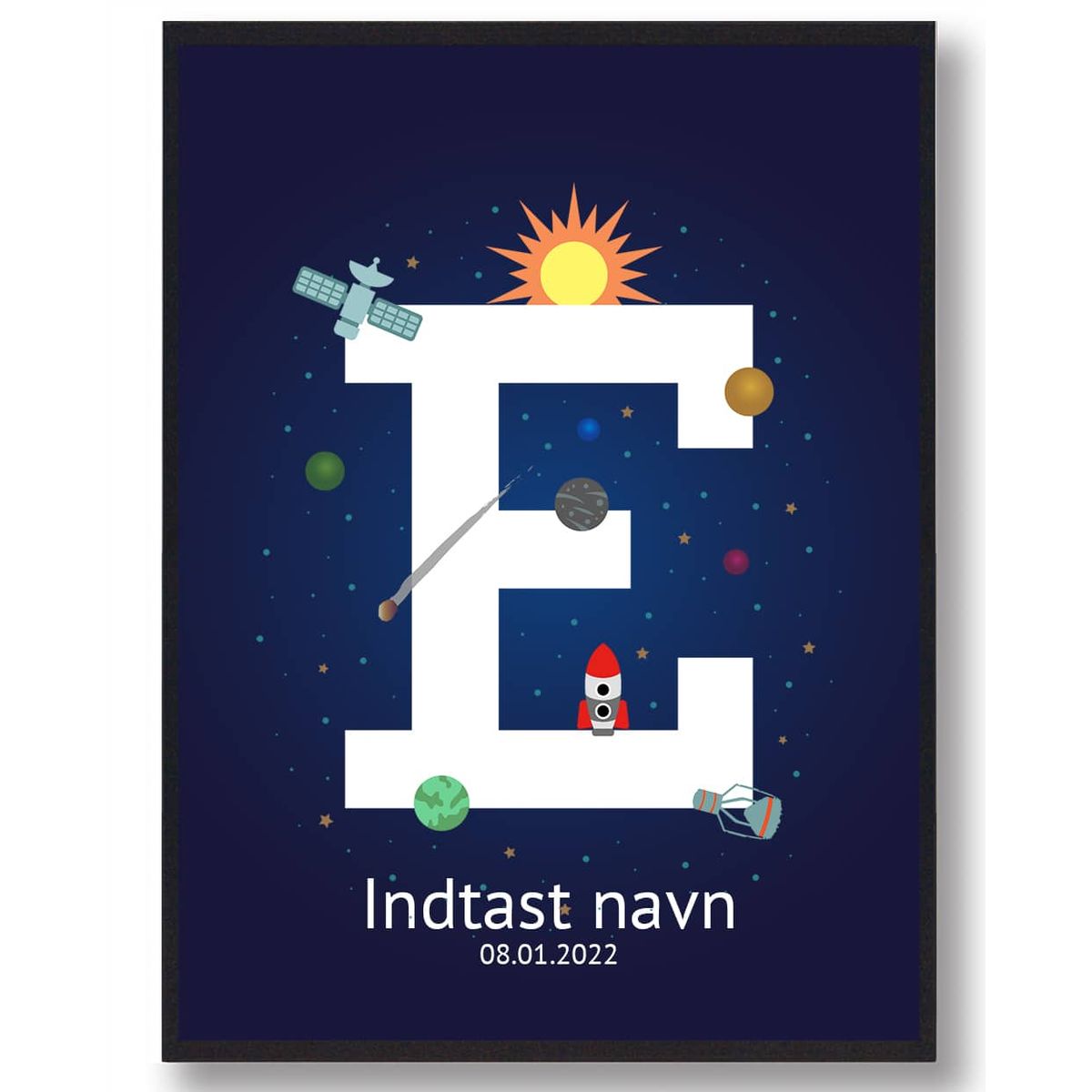 Navneplakat rummet - E (Størrelse: S - 21x29,7cm (A4))