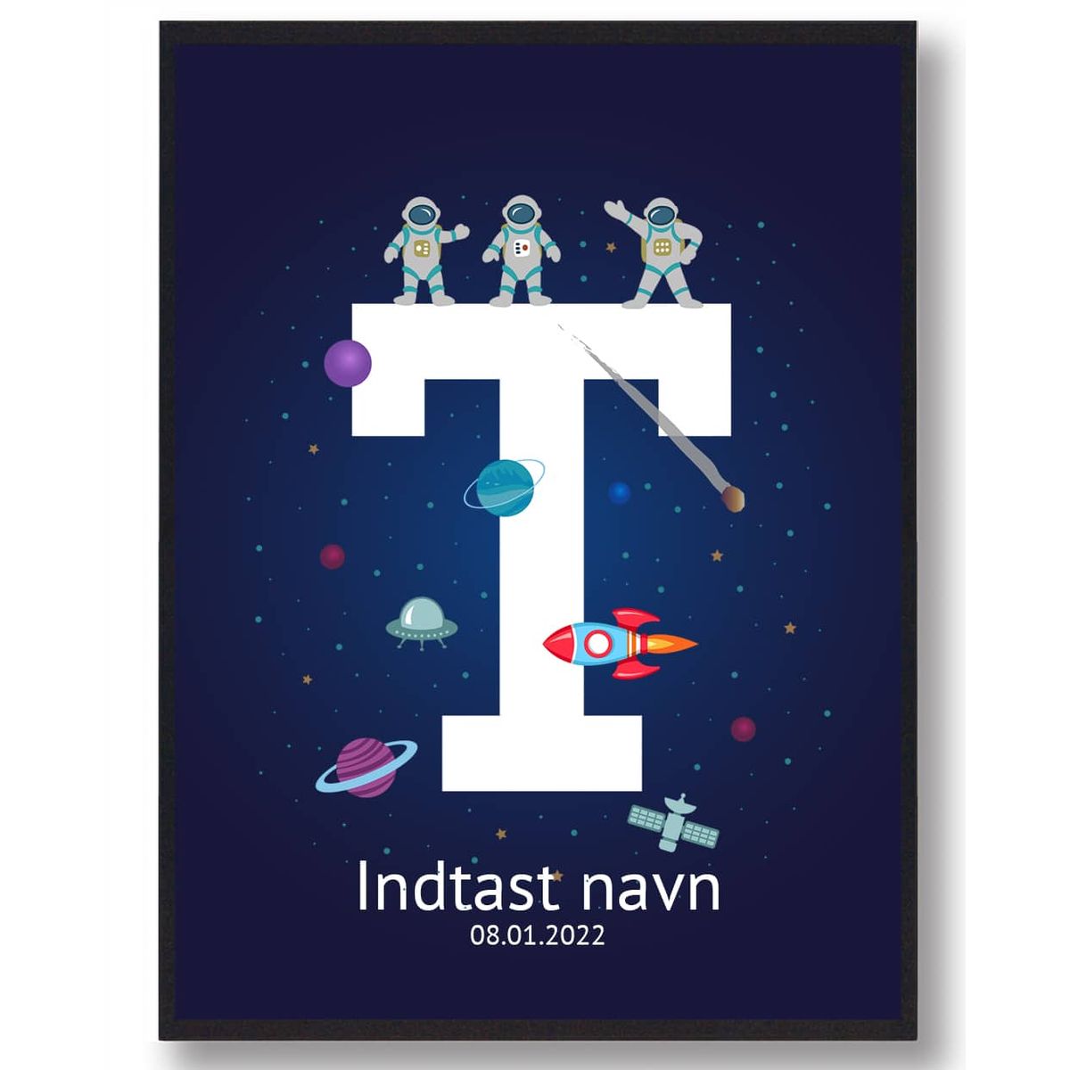 Navneplakat rummet - T (Størrelse: L - 50x70cm (B2))