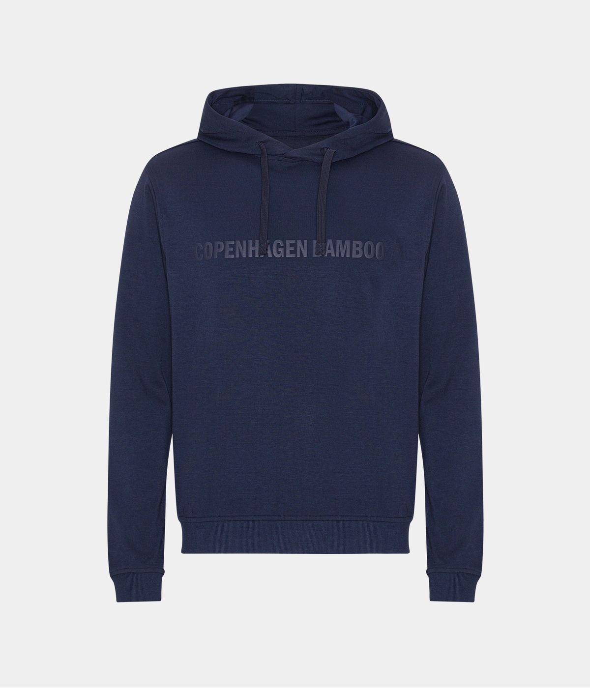 Navy bambus hoodie til mænd med logo fra Copenhagen Bamboo, XS