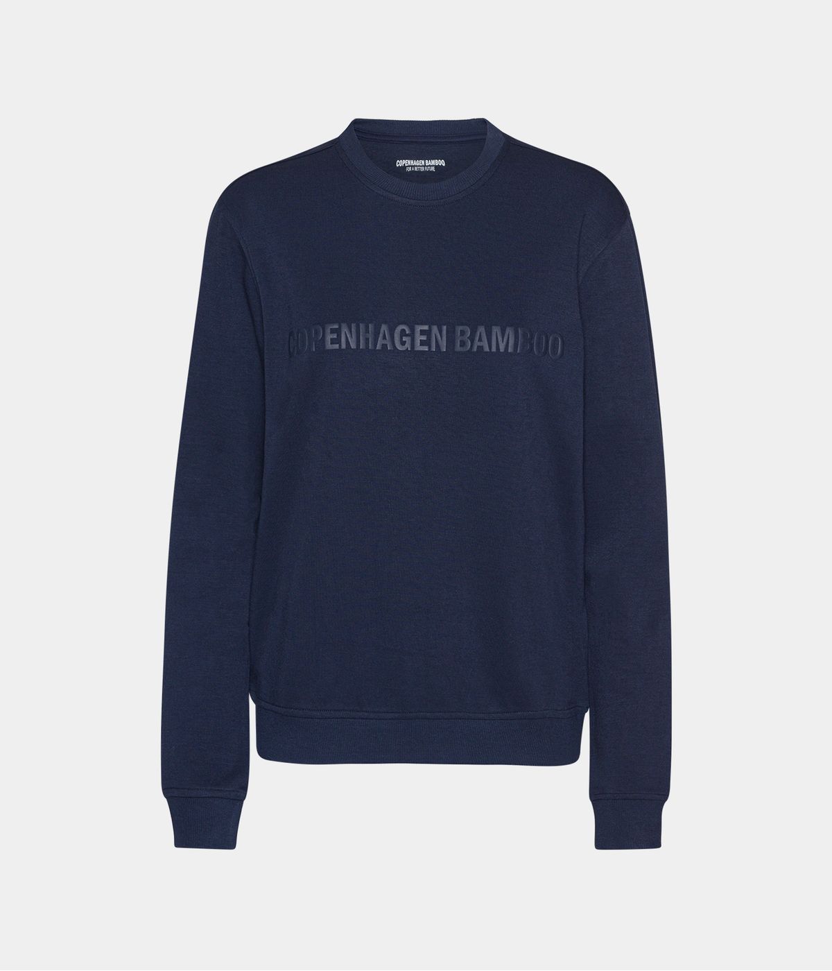 Navy bambus sweatshirt til dame med logo fra Copenhagen Bamboo, XS