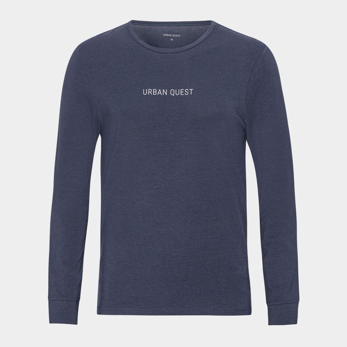 Navy langærmet bambus T-shirt med rund hals fra Urban Quest, L