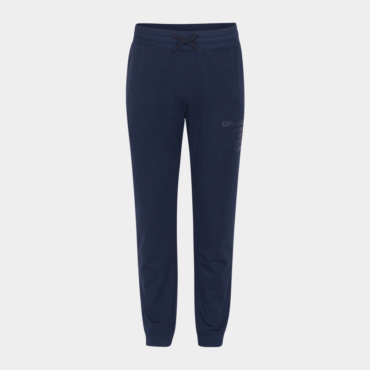 Navyblå bambus sweatpants med logo fra Copenhagen Bamboo, L