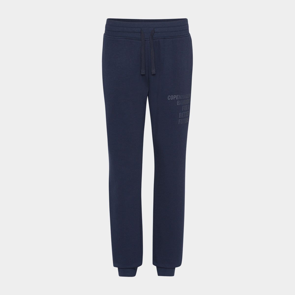 Navyblå bambus sweatpants med logo fra Copenhagen Bamboo, L