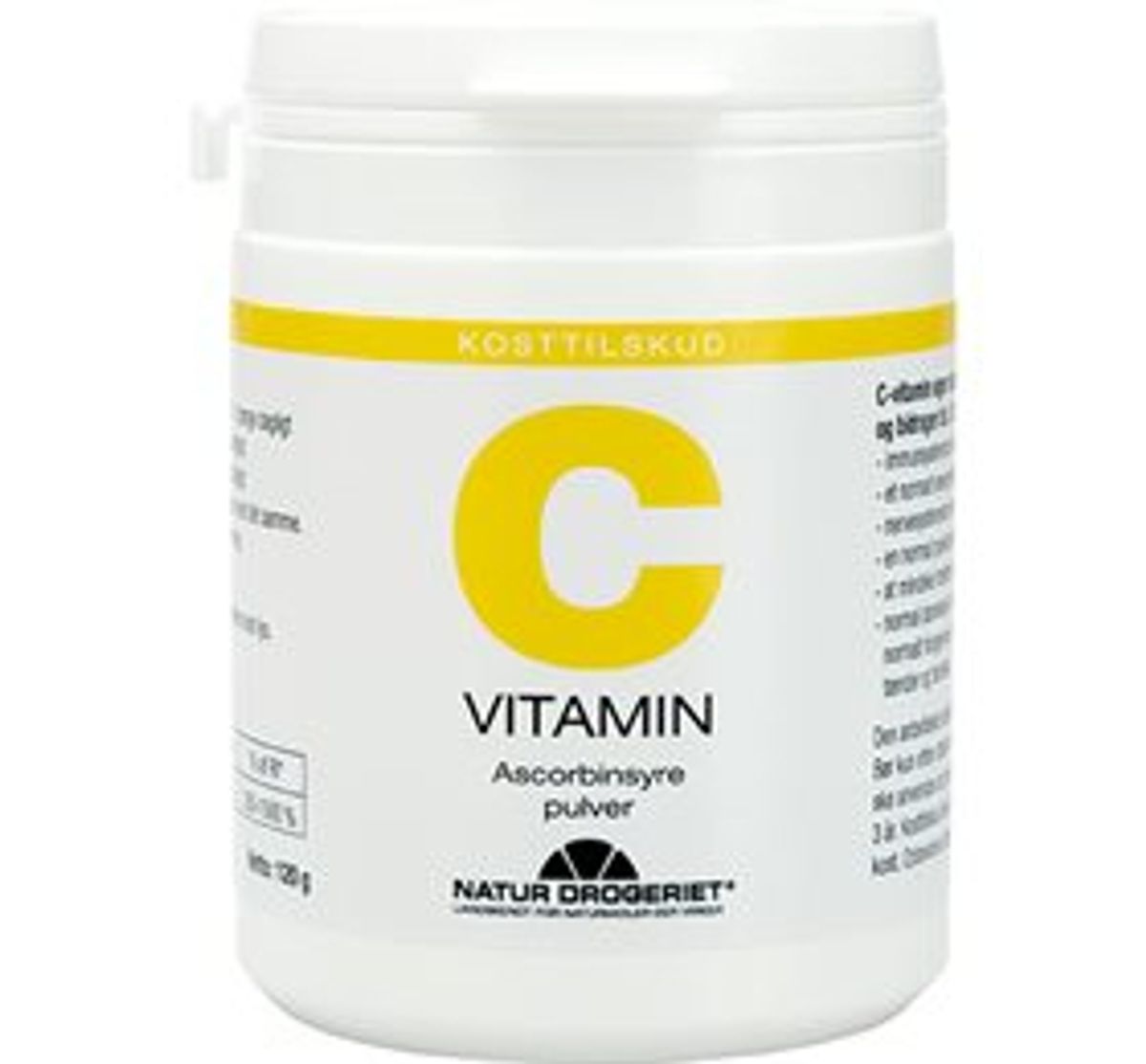 ND C Vitamin Ascorbinsyre pulver &bull; 120g.