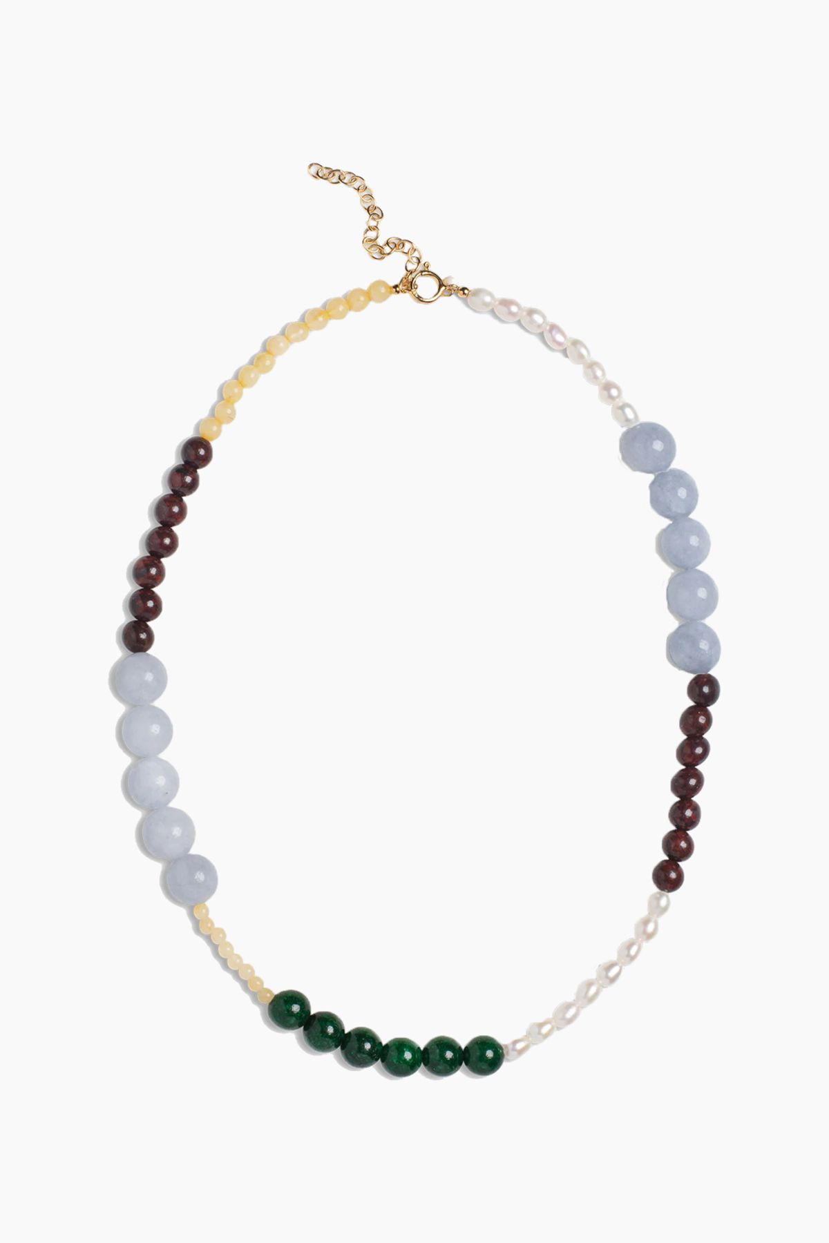 Necklace Marli - L. Yellow, Pearl, L. Blue, Brown and D. Green - ENAMEL - Guld One Size