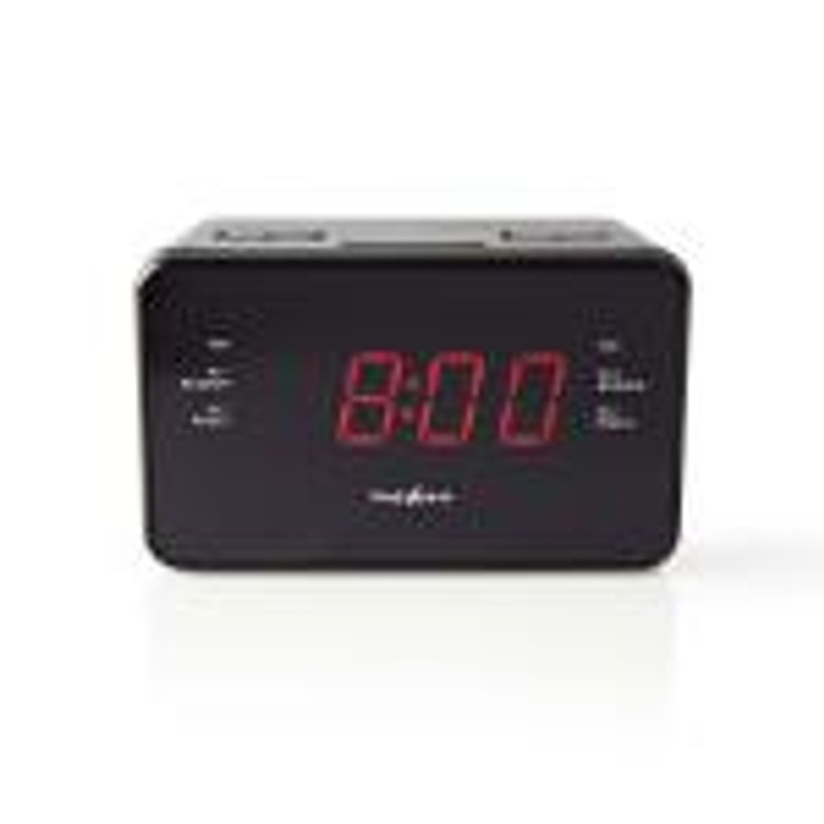 Nedis Digital vækkeur Radio | LED Display | 1x 3.5 mm Audio Input | AM / FM | Snooze funktion | Sleep timer | Antal alarmer: 2 | Sort