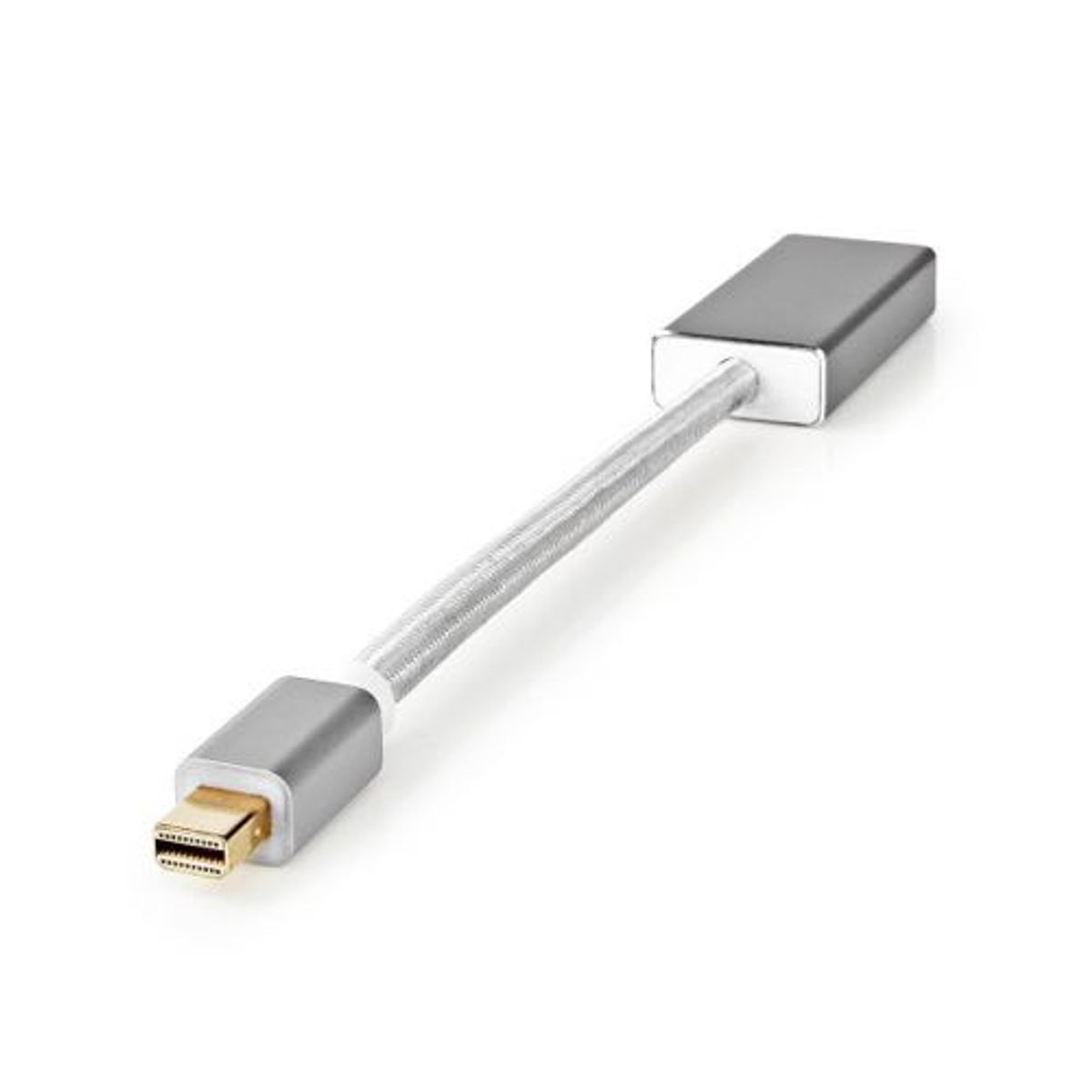 Nedis - Mini DisplayPort 1.2 til DisplayPort Adapter (Han-Udgang) (Sølv) - 4K@60Hz - 0,2 m