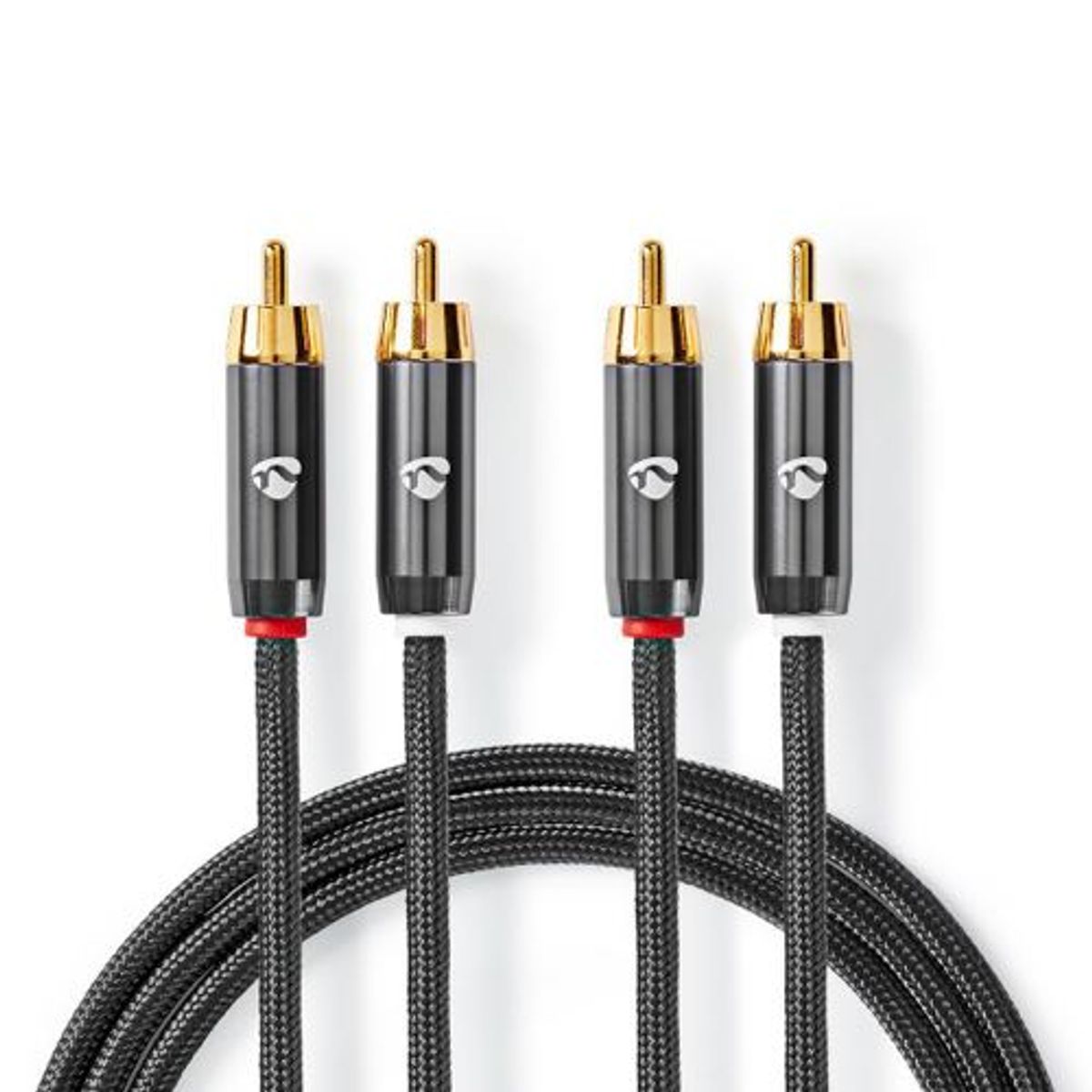 Nedis - Premium Phone kabel (Stereo) (2xRCA) (Han-Han) (Metal/Grå) - 1,0 m