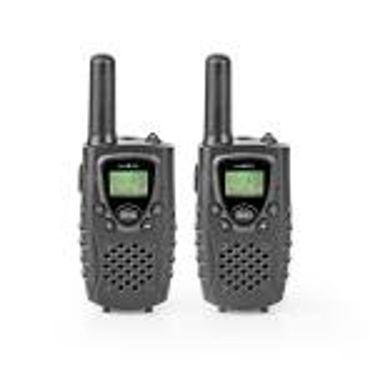 Nedis Walkie-talkie Set | 2 Håndsæt | Op til 8 KM | Frekvens kanaler: 8 | PTT / VOX | Op til 2.5 Time | Hovedtelefonudgang | Sort