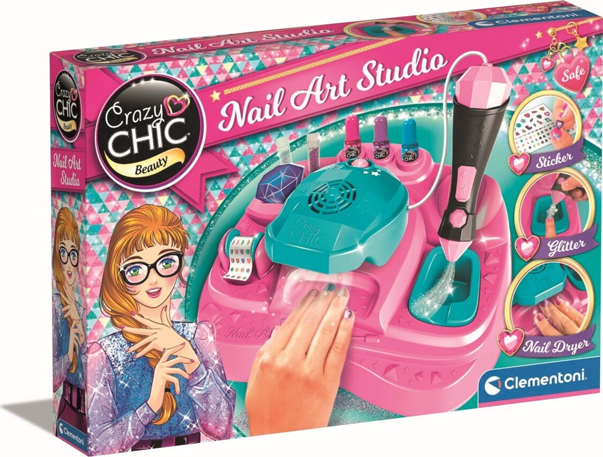 Neglesalon Til Børn - Nail Art Studio - Crazy Chic - Clementoni