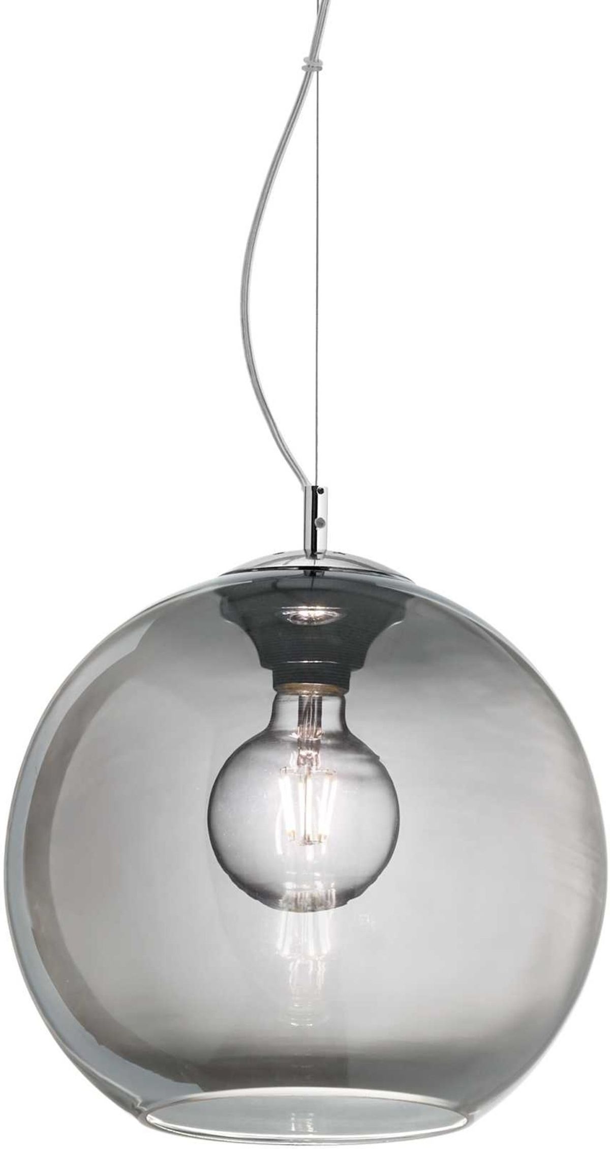 Nemo, Pendel lampe, E27 max 1 x 60W, E27, røg/krom, metal, glas, Ø300xHmin320/max2410mm