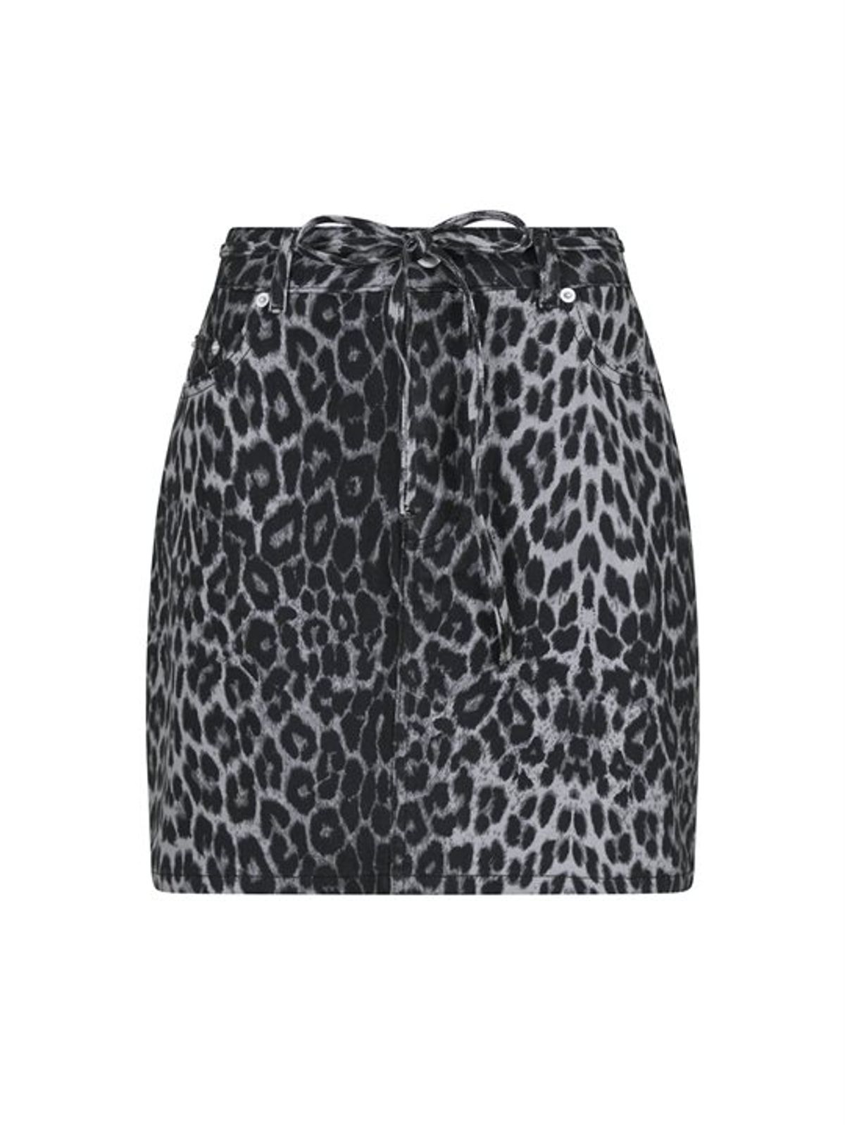 Neo Noir - Henrietta Leopard Skirt - Grey Leopard