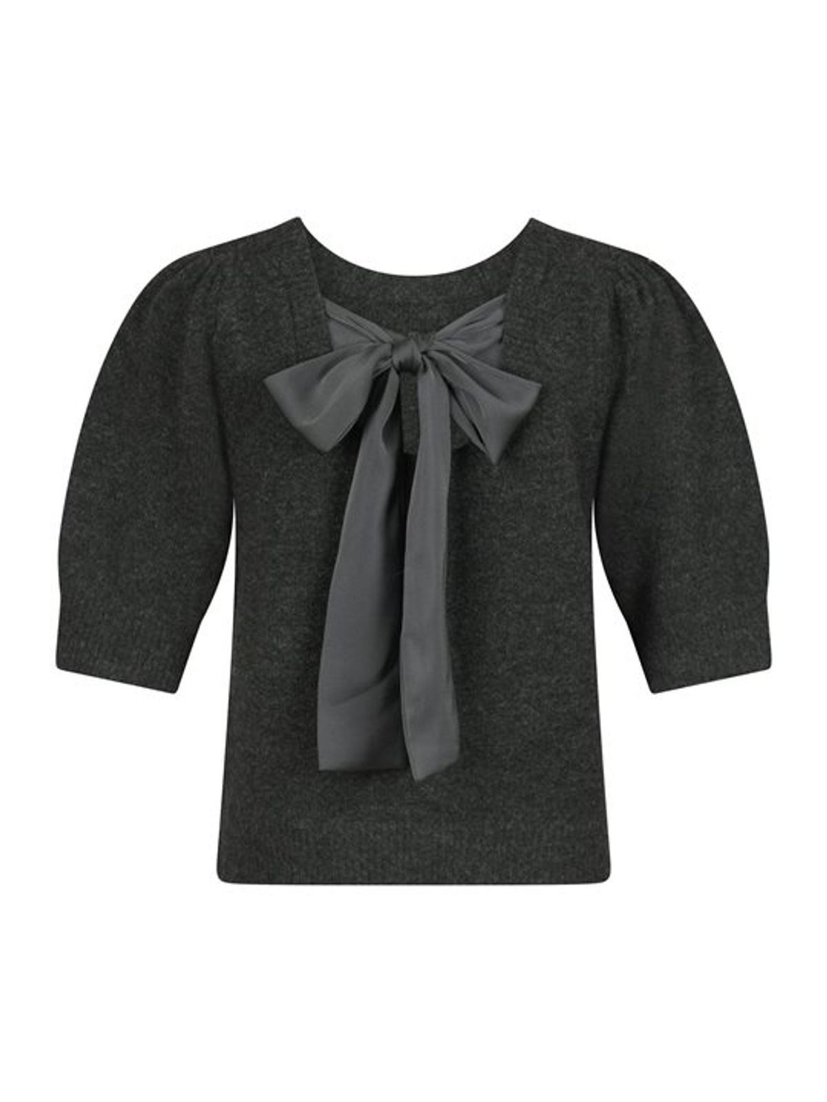 Neo Noir - Martha Bow Knit Tee - Antracit