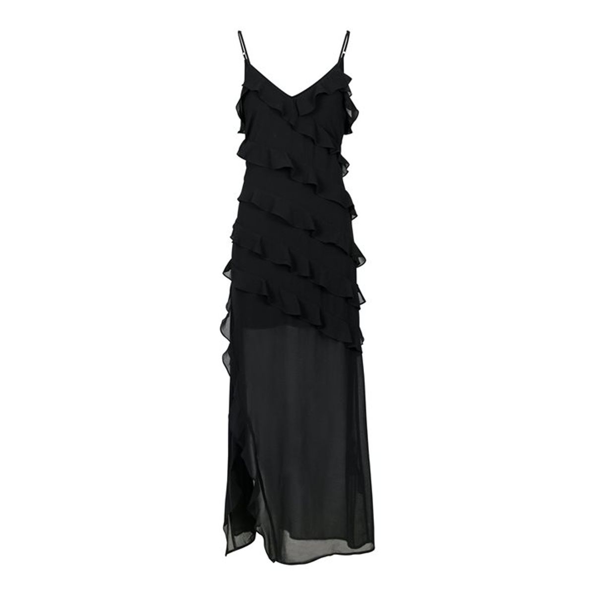 Neo Noir - Palazzo Frill Dress - Sort