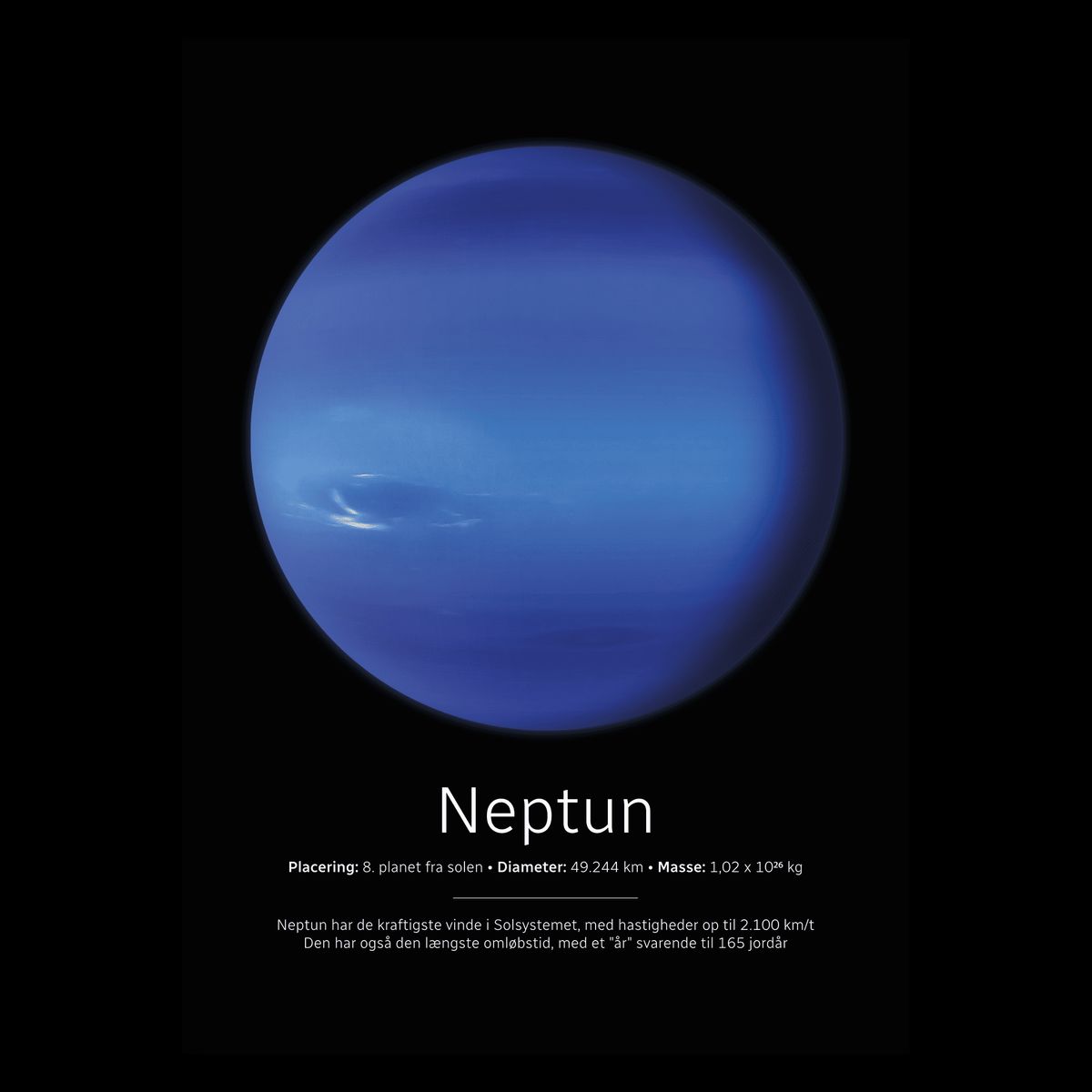 Neptun Plakat 21x30 cm (A4) / Hvid Egetræ