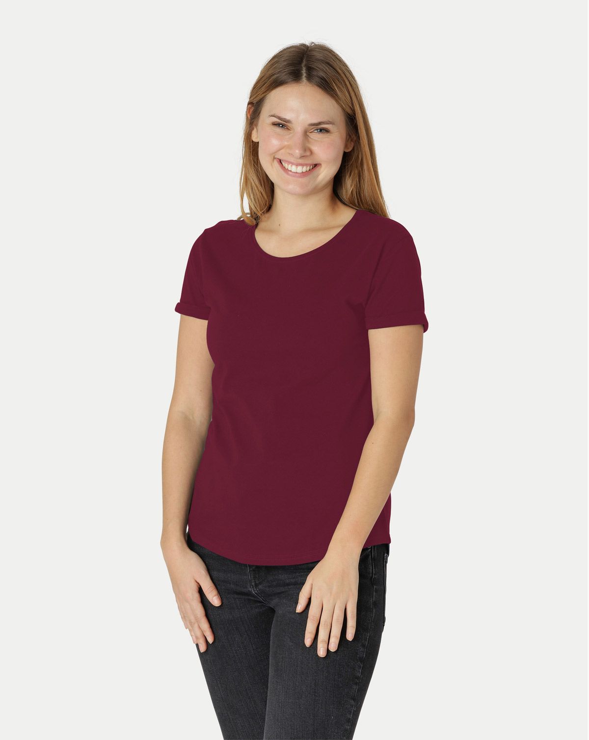 Neutral Dame Roll Up Sleeve T-Shirt Bordeaux