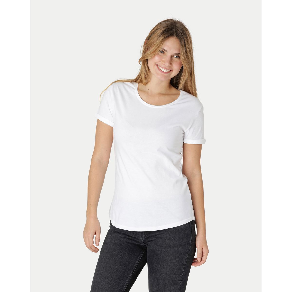 Neutral Dame Roll Up Sleeve T-Shirt Hvid