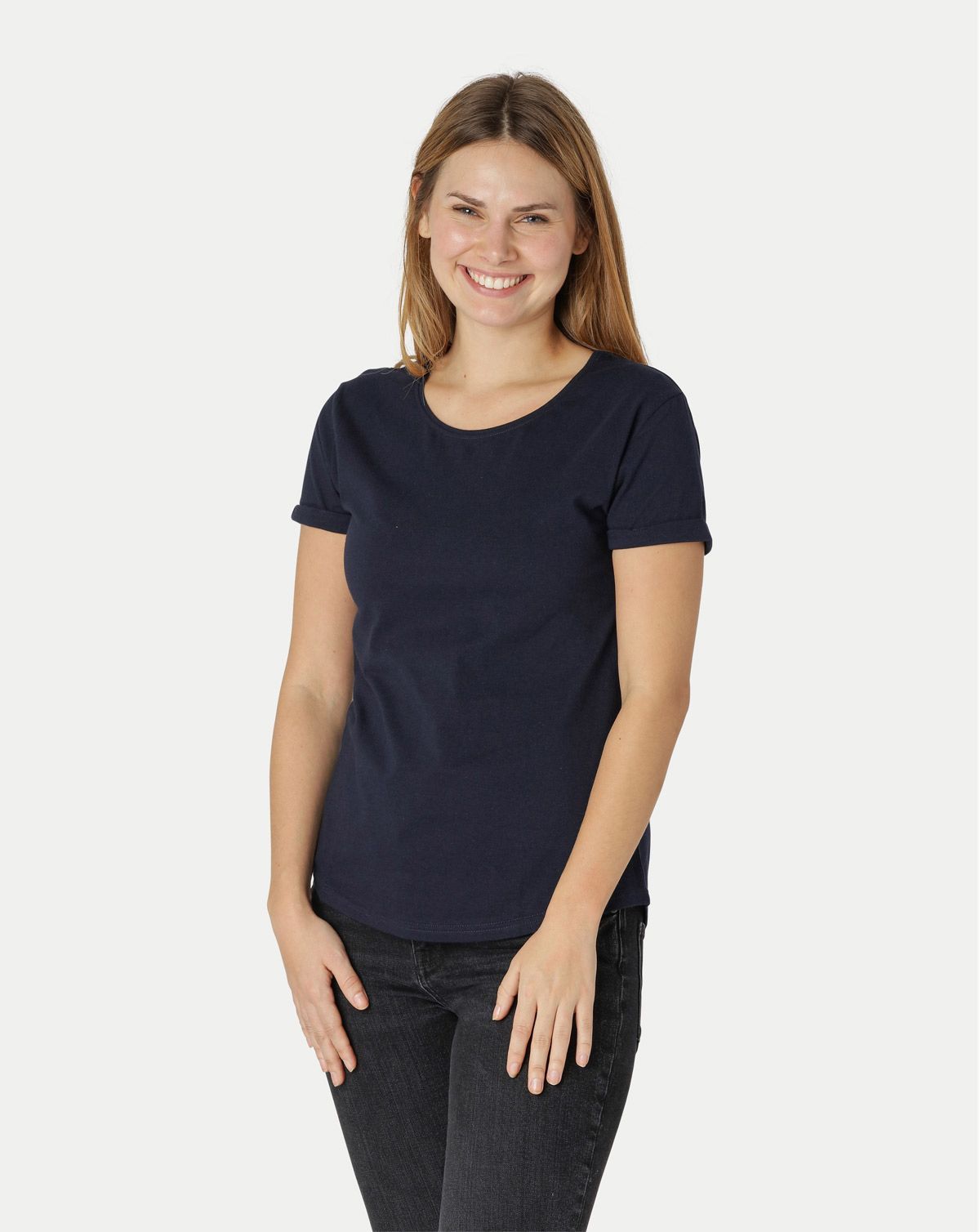 Neutral Dame Roll Up Sleeve T-Shirt Navy