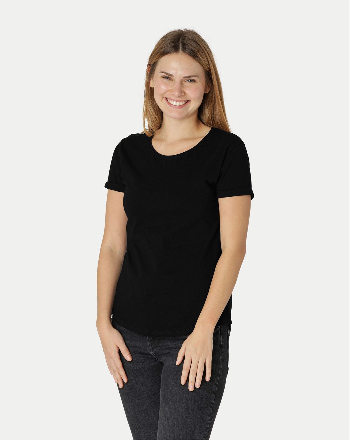 Neutral Dame Roll Up Sleeve T-Shirt Sort