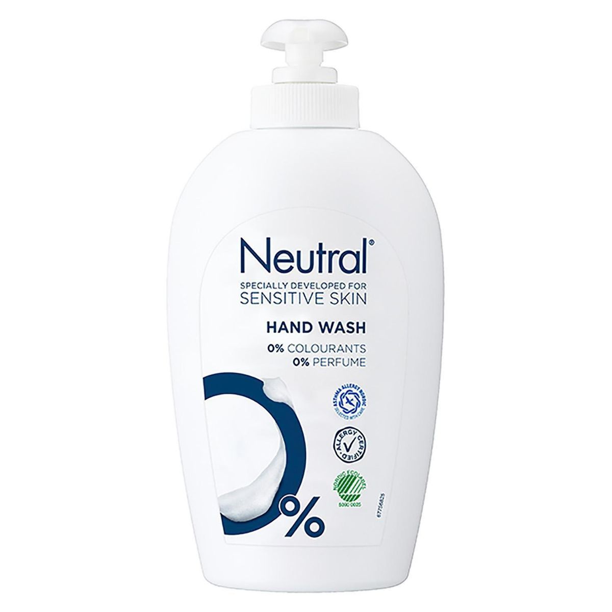 Neutral Handwash, cremesæbe i pumpeflaske, Svanemærket og Astma Allergi godkendt, 250 ml.