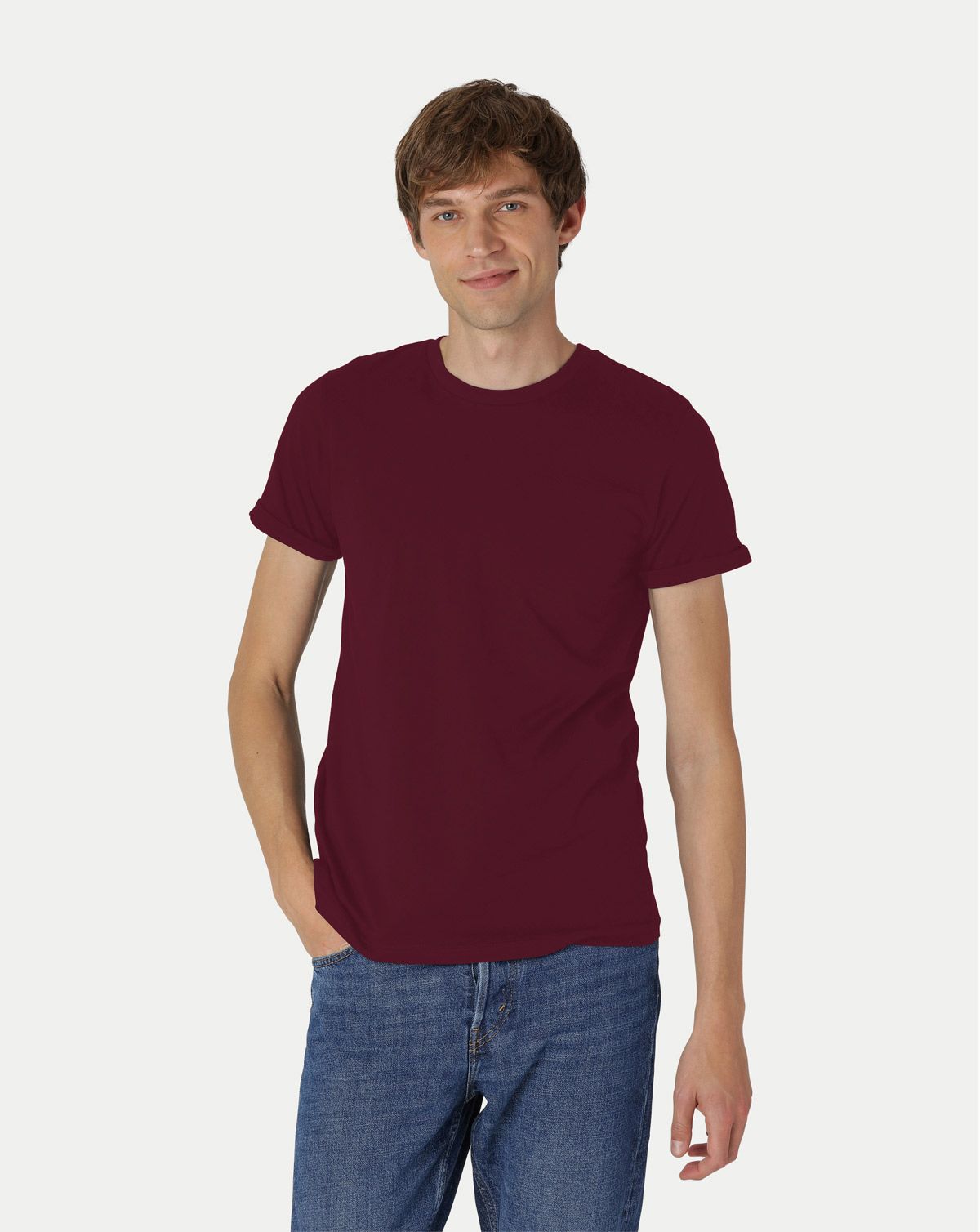 Neutral Roll Up Sleeve T-Shirt Bordeaux