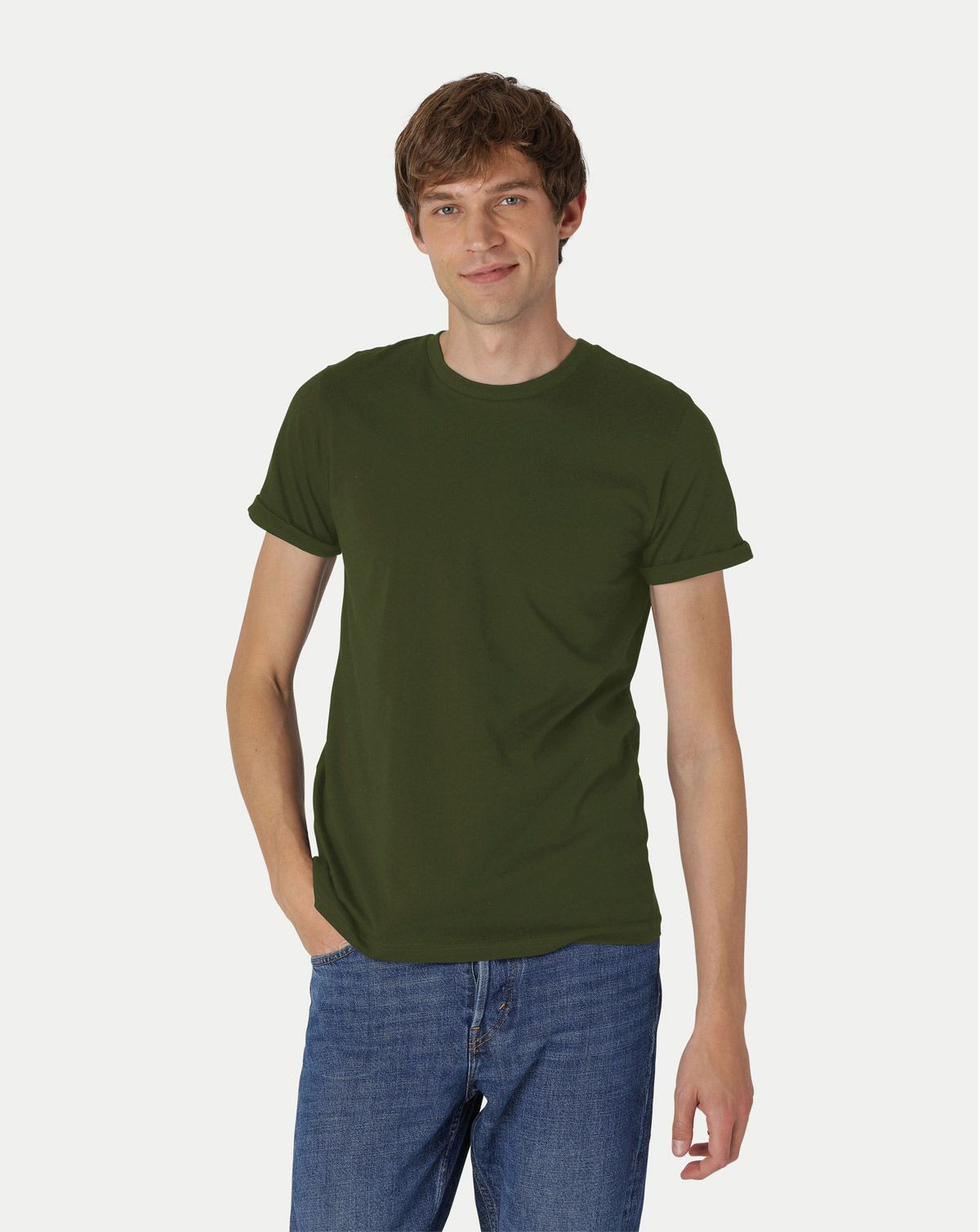 Neutral Roll Up Sleeve T-Shirt Oliven