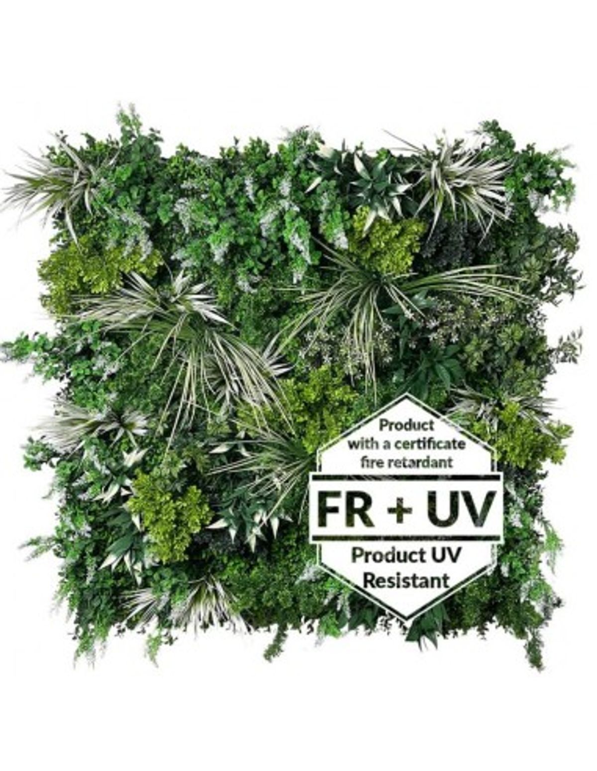 Nevada Plantevæg med kunstige planter brandhæmmet og UV resistent 100 x 50 cm