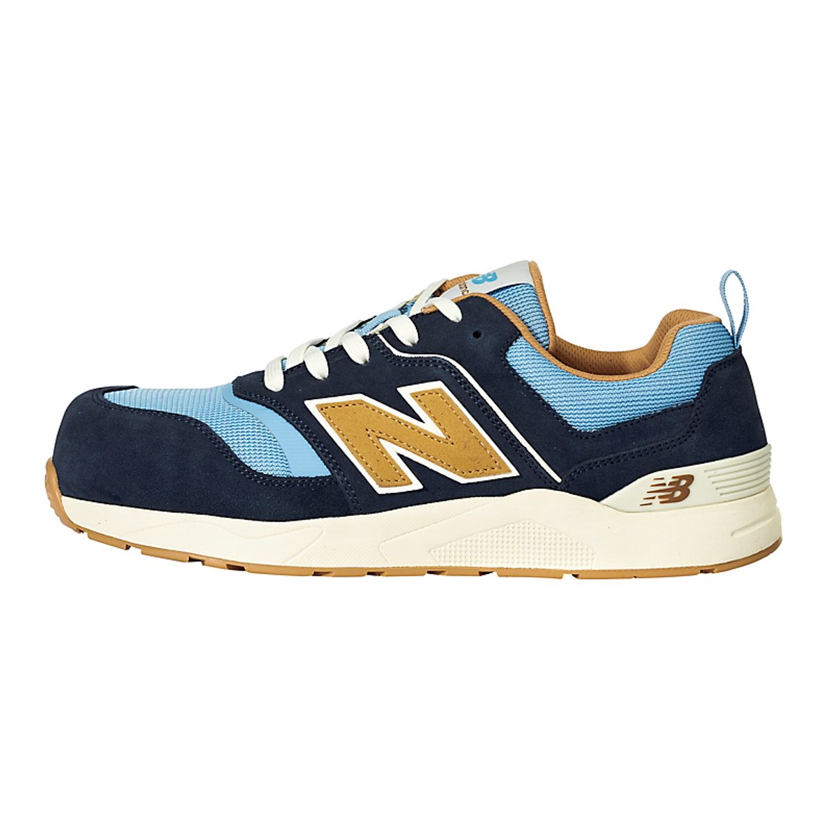 New Balance Elite Lite Blue/Coffee sikkerhedssko med snøre, åndbar, blød mellemsål. Str. 43