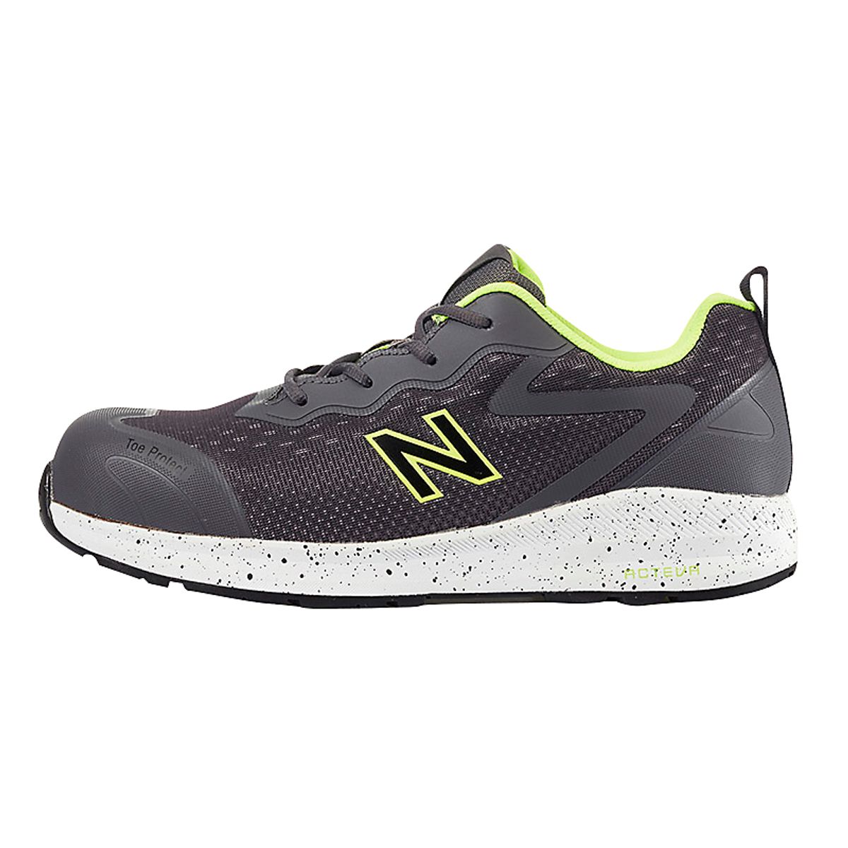 New Balance Logic Grey sikkerhedssko med snøre, Acteva mellemsål, slidstærk tekstil. Str. 42