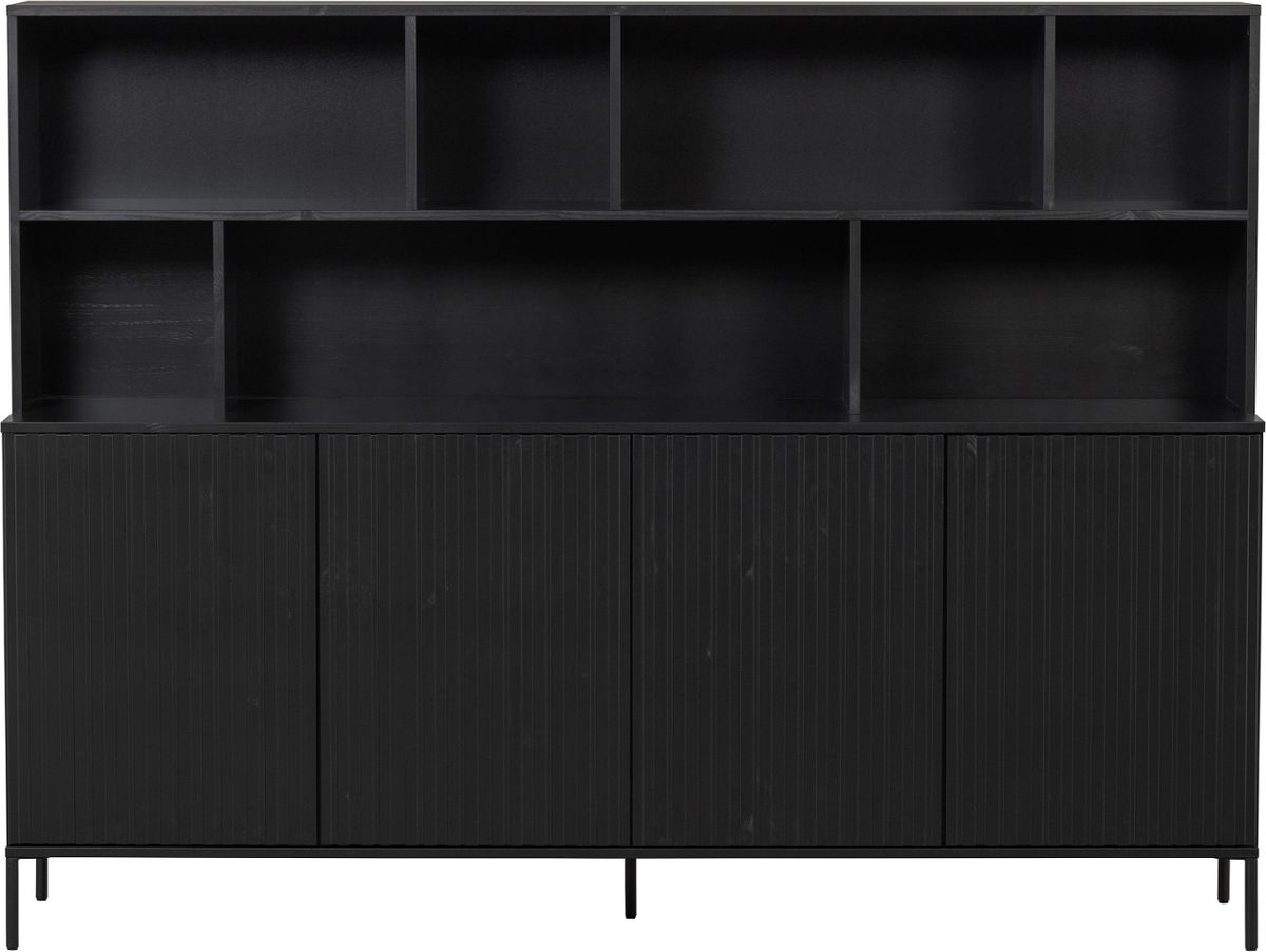 New, Highboard, sort, H150x200x44 cm, fyrretræ