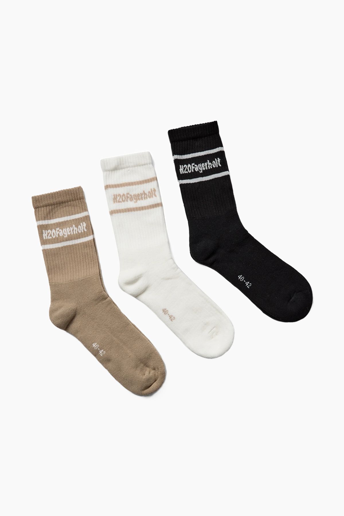 New Suck Socks - Black/White/Creamy Grey - H2O Fagerholt - Mønstret 36-39