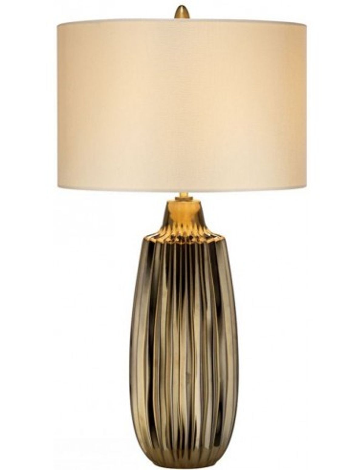 Newham Bordlampe i keramik og satin H67 cm 1 x E27 - Bronze/Perlehvid