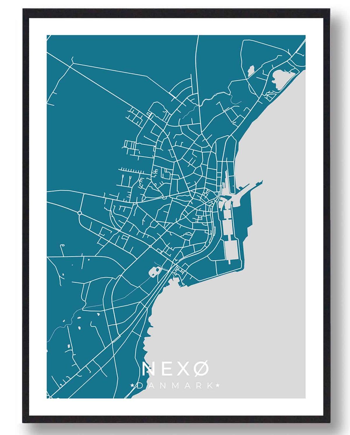 Nexø plakat - blå (Størrelse: L - 50x70cm (B2))