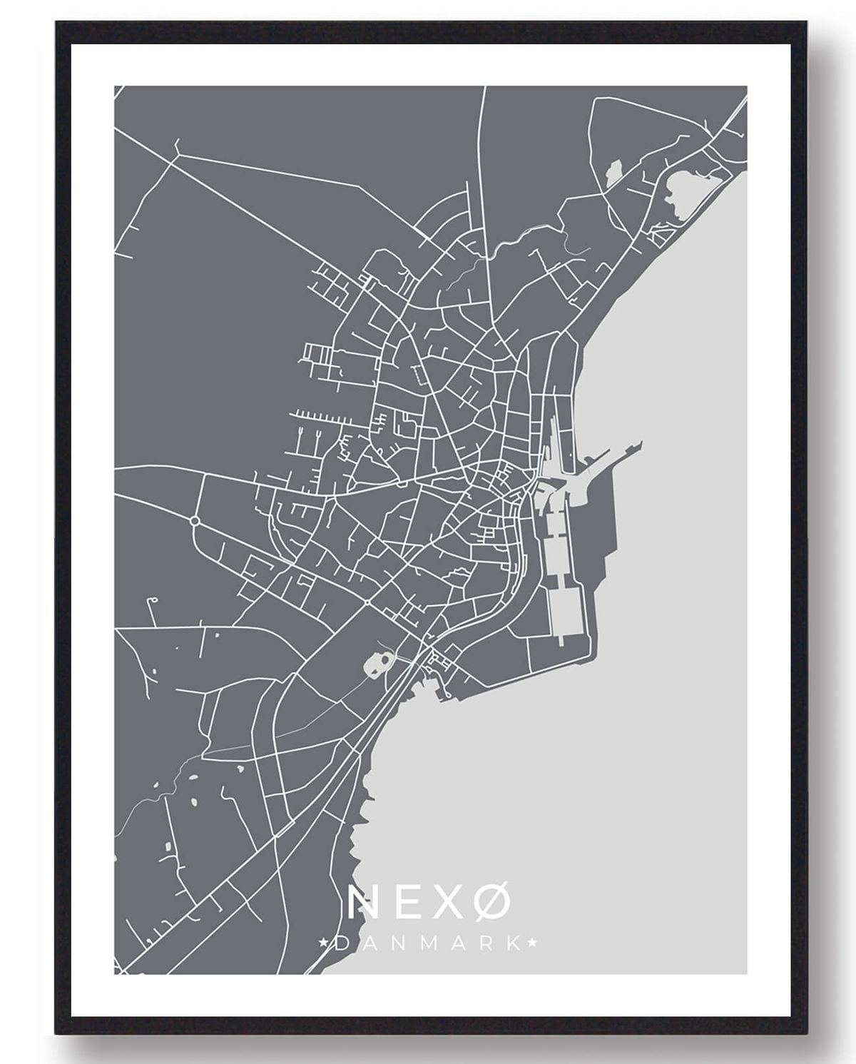 Nexø plakat - grå (Størrelse: L - 50x70cm (B2))