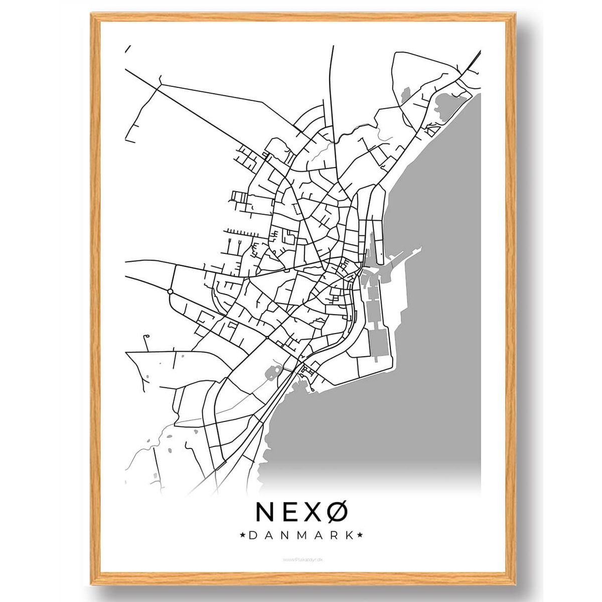 Nexø plakat - hvid (Størrelse: L - 50x70cm (B2))