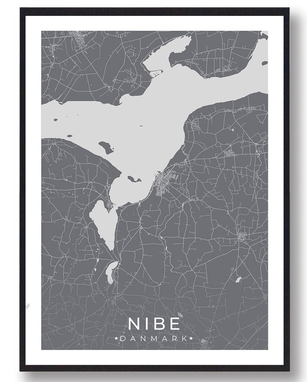 Nibe by plakat - grå (Størrelse: L - 50x70cm (B2))