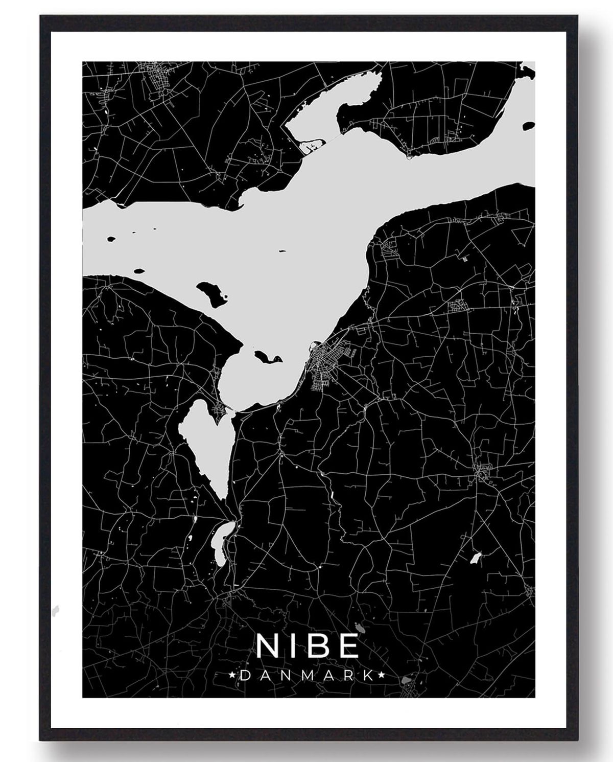 Nibe by plakat - sort (Størrelse: L - 50x70cm (B2))