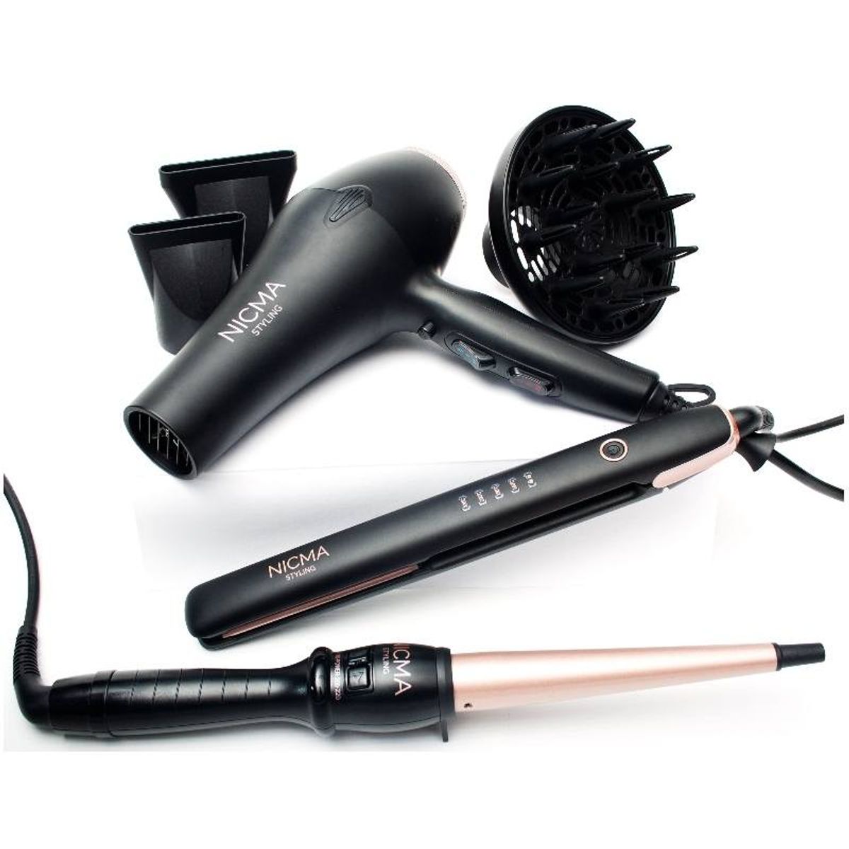 NICMA Styling Hair Dryer + Curling Wand + Hair Straightener (Limited Edition)