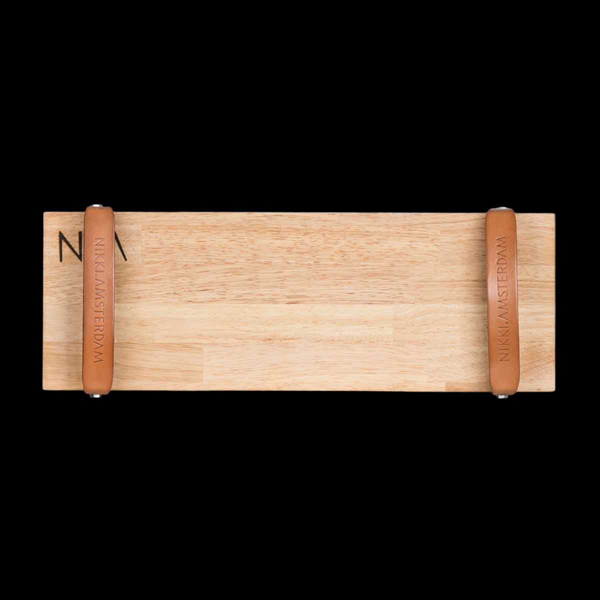 Nikki Amsterdam - The.Board Rubberwood S - Serveringsbakke - Træ & Bøffellæder - 50 x 17.5