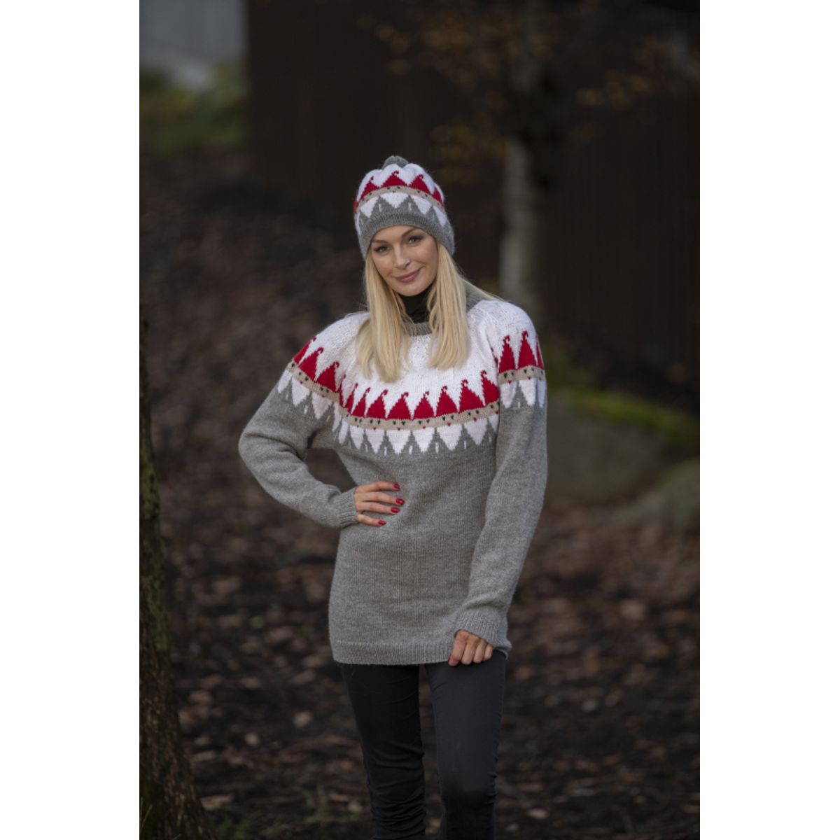 "Nisse" Genser og hue - Viking Design 2032-3 Kit - XXS-XXXL - Viking Alpaca Storm, fra Viking