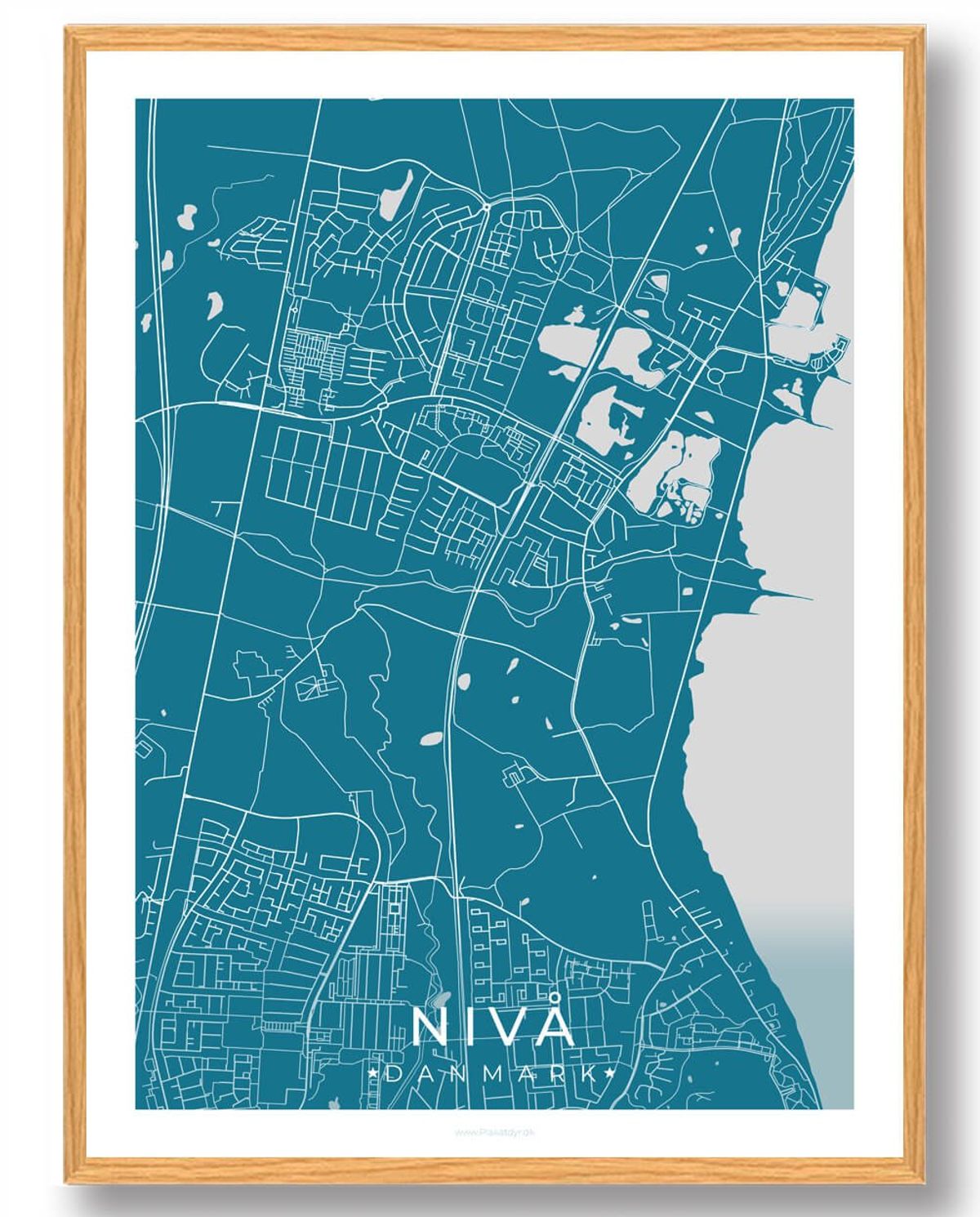 Nivå by plakat - blå (Størrelse: L - 50x70cm (B2))