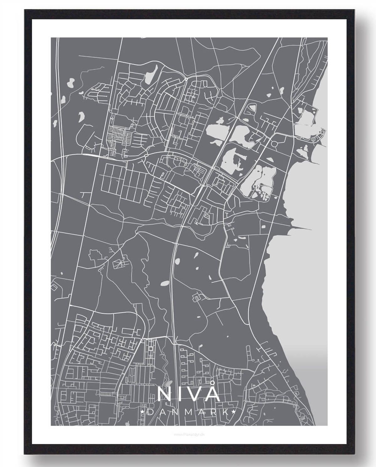 Nivå by plakat - grå (Størrelse: L - 50x70cm (B2))