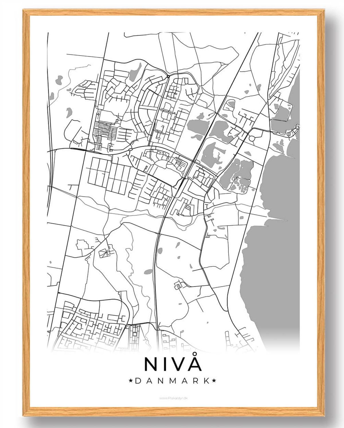 Nivå by plakat - hvid (Størrelse: L - 50x70cm (B2))