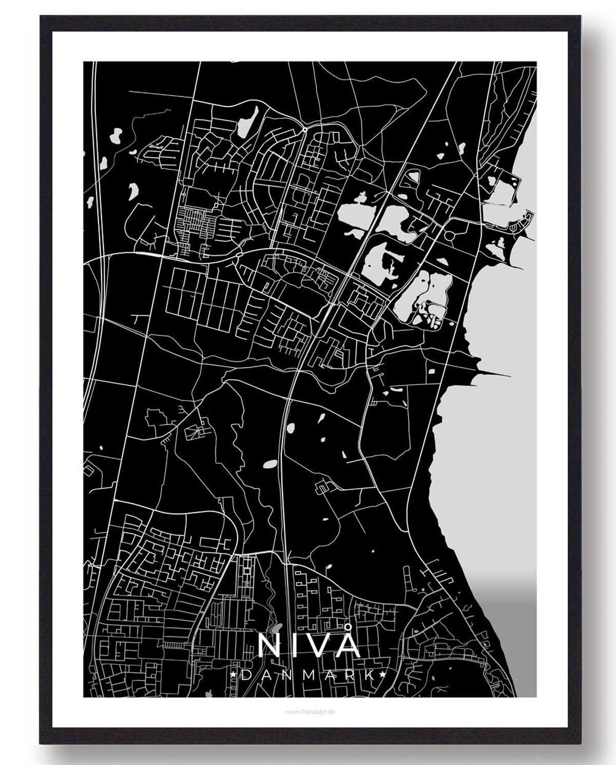 Nivå by plakat - sort (Størrelse: L - 50x70cm (B2))