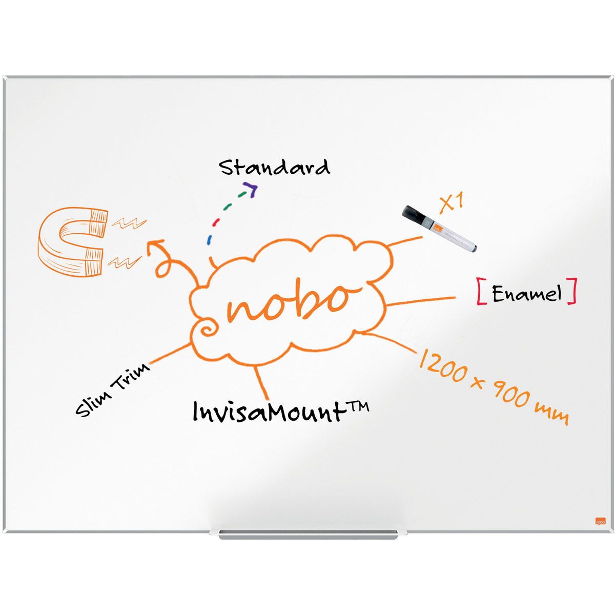 Nobo Impression Pro emaljeret whiteboard 120x90cm hvid