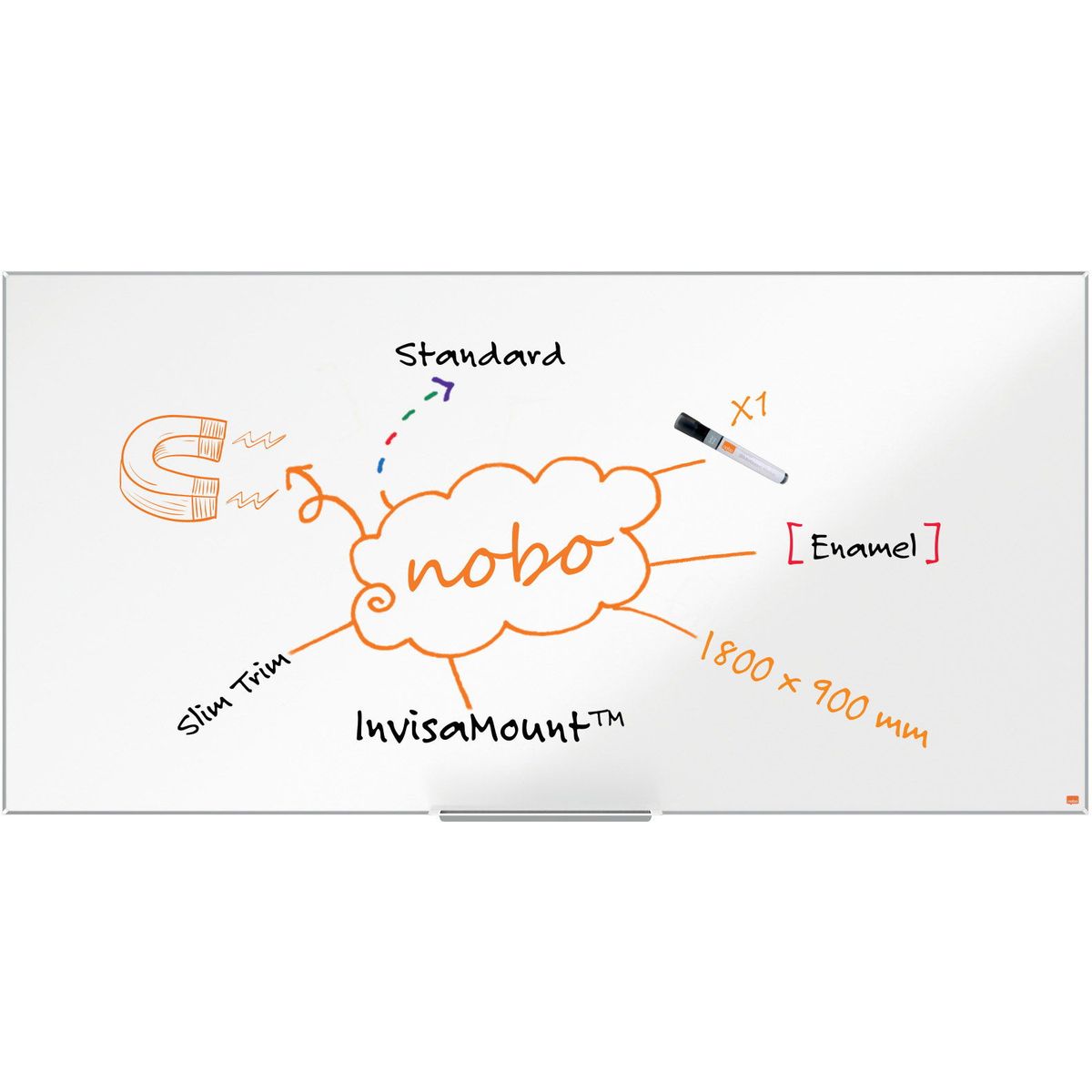 Nobo Impression Pro emaljeret whiteboard 180x90cm hvid