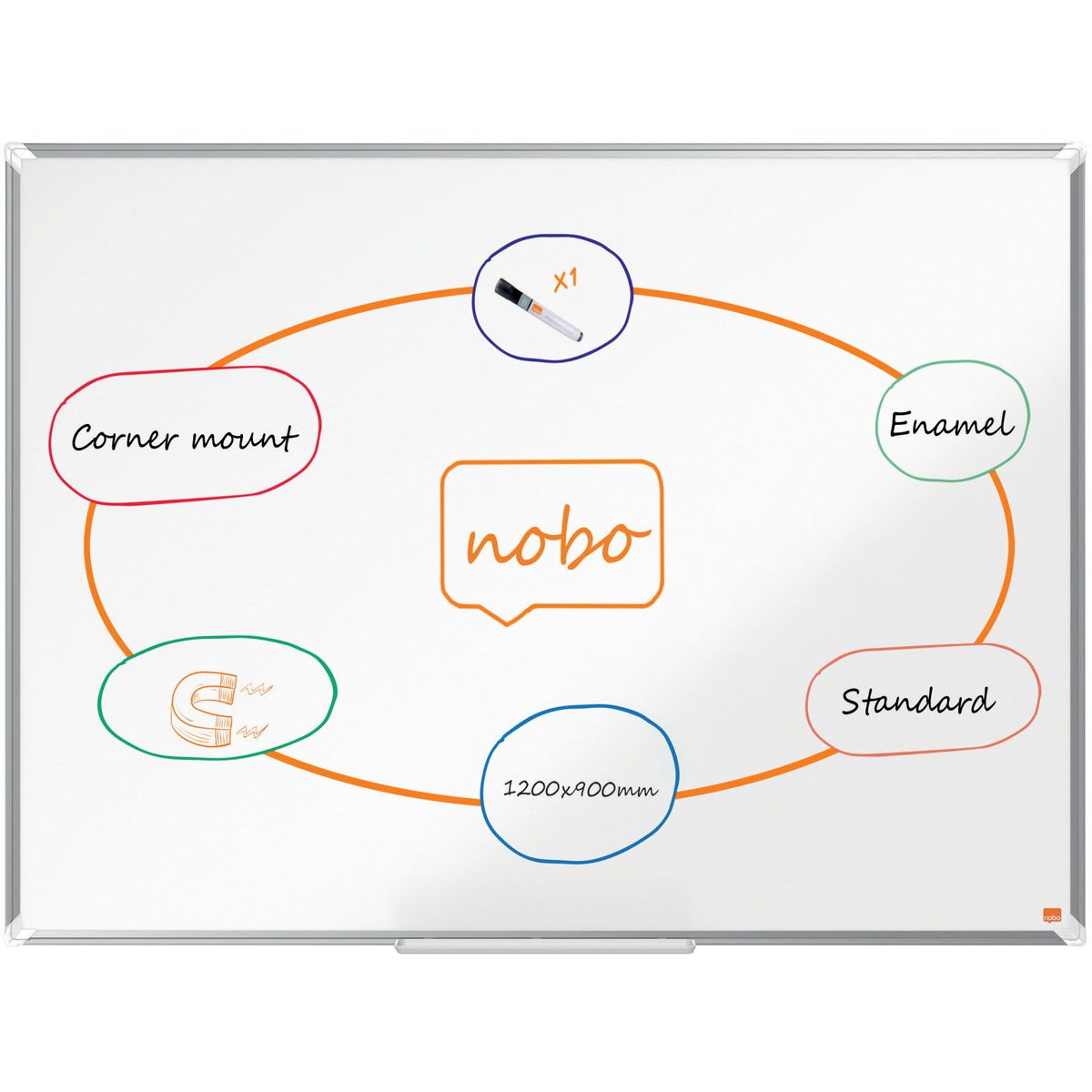 Nobo Premium Plus emaljeret whiteboard 120x90cm hvid