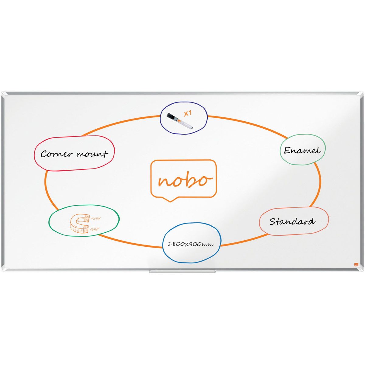 Nobo Premium Plus emaljeret whiteboard 180x90cm hvid