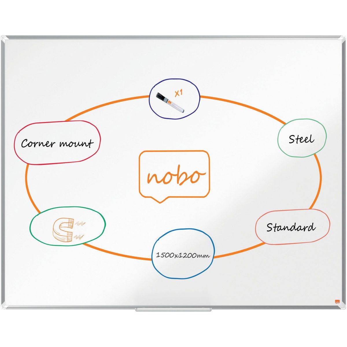 Nobo Premium Plus stål whiteboard 150x120cm hvid