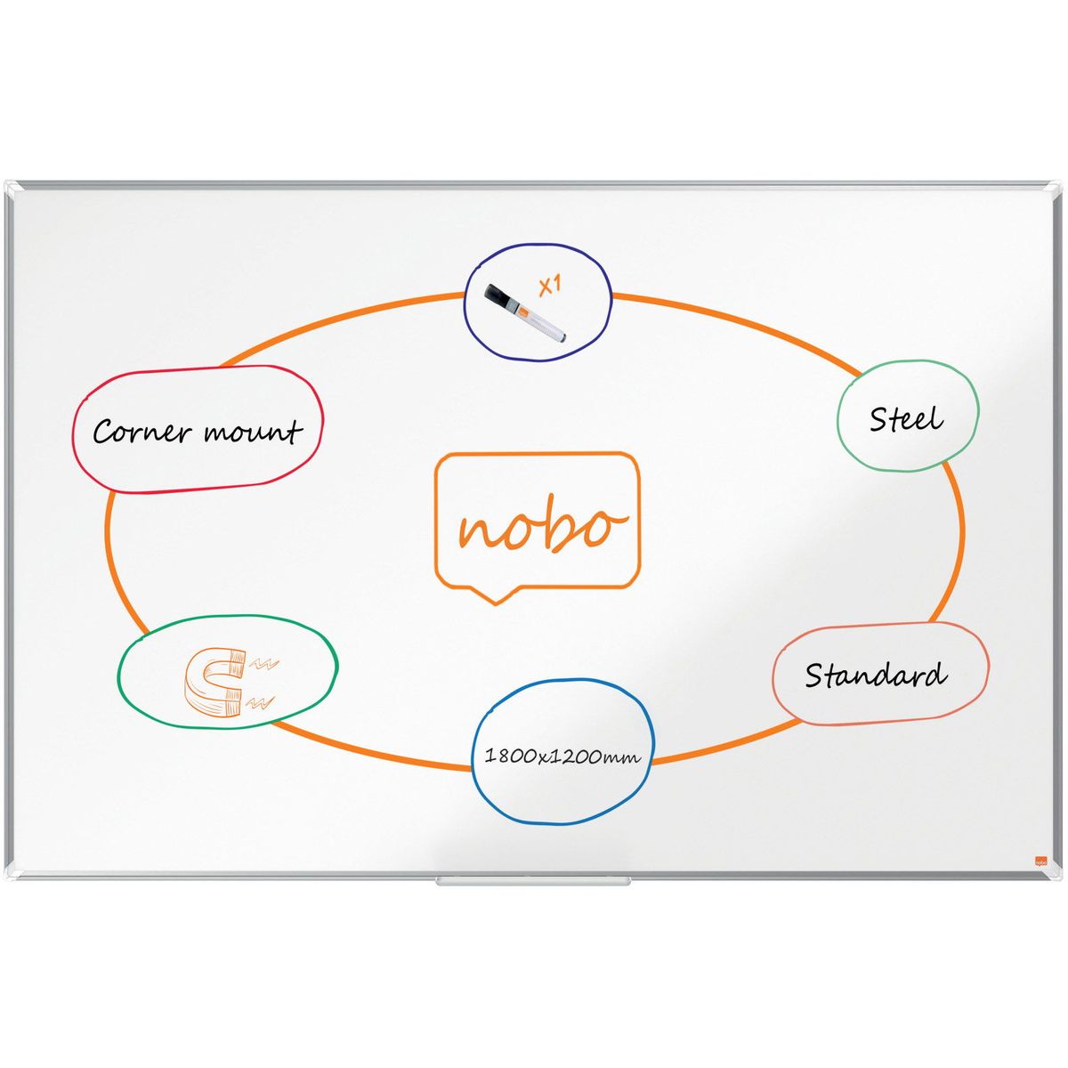 Nobo Premium Plus stål whiteboard 180x120cm hvid